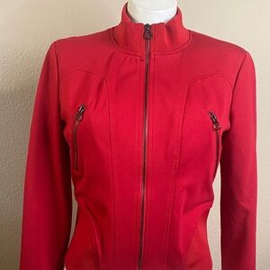 GUESS RED zip front knit Moto bomber jacket coat top S